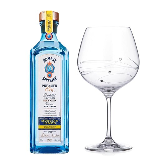 Bombay Sapphire Premier Cru Gin 70cl And Single Gin and Tonic Spiral Copa Glass